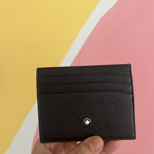 Montblanc leather card holder dark brown new with box