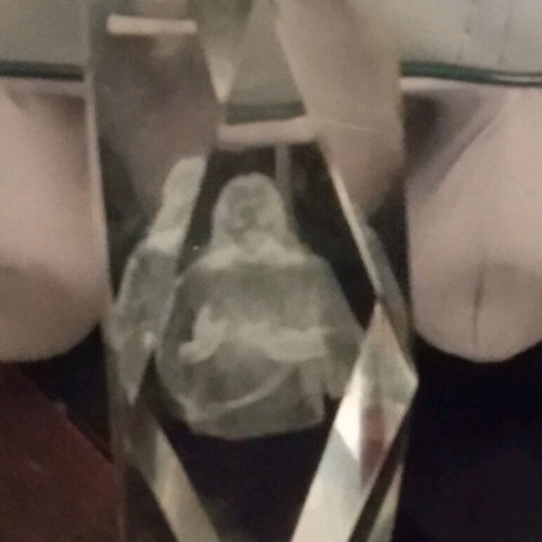 Crystal decorative piece with embedded Christ like new