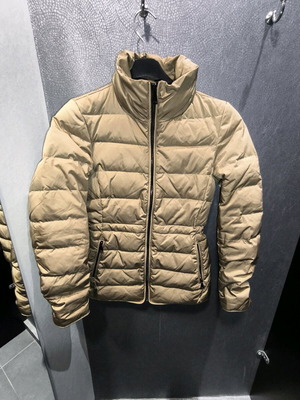 Zara down puffer jacket used, camel and gold colors