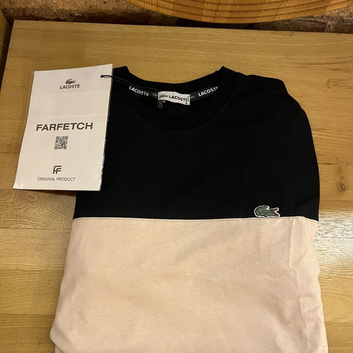 Lacoste T Shirt Medium New, Black and Beige