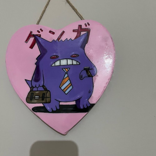 Melancholic Gengar new wall decoration with pink heart