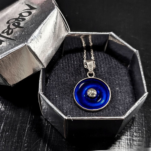 Glacies et Aqua necklace silver color with blue enamel, new