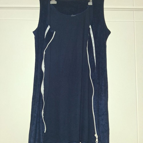 Short dress like new, blue terry cloth with front zipper, beachwear
