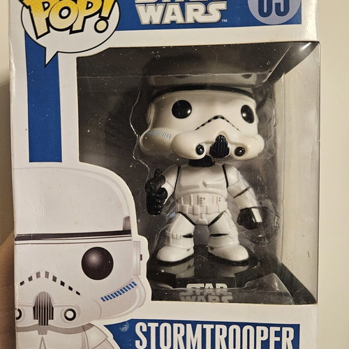 Stormtrooper #05 First Release Large Font Funko Pop used with box damage