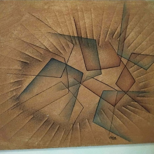 Handmade sand art painting 60×78 cm like new, abstract geometric art