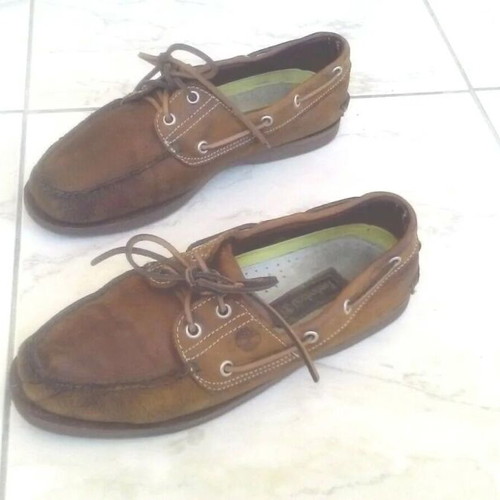 Timberland boat shoes earthy brown leather used men's size 9 with box