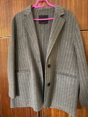 Massimo Dutti wool blend jacket new, grey with subtle stripe