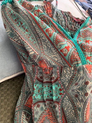 Luna Llena dress like new, emerald/grey, long, light and airy