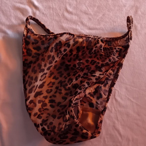 Lovely leopard print thong underwear, size M