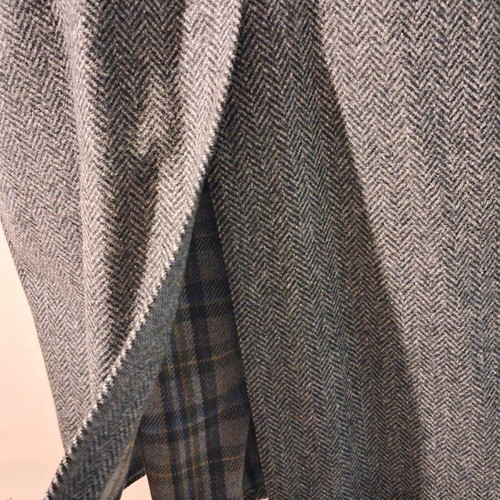 Wool men's coat Crombie used, size 58R6, herringbone pattern