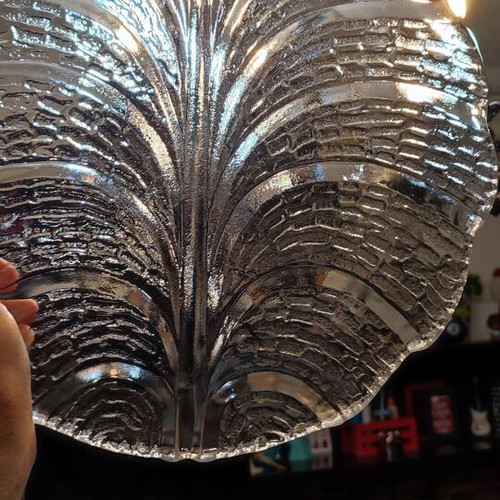 Eden Crystal Serving Tray like new, leaf-shaped, 31 cm