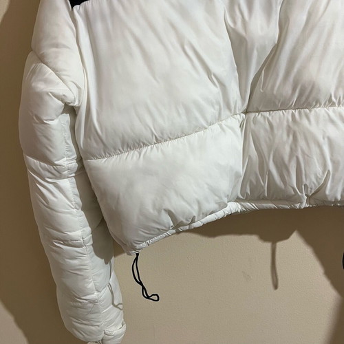 The North Face cropped puffer jacket like new, black and white, size large