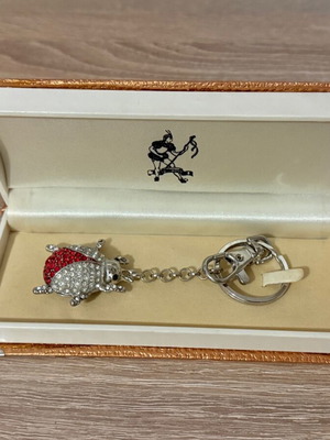 Pierrot Ladybug Keychain with Rhinestones like new, red
