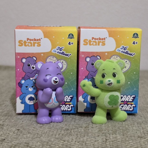 Care Bears rare flocked figure set, new