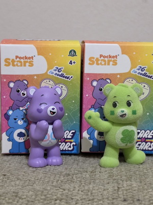 Care Bears rare flocked figure set, new