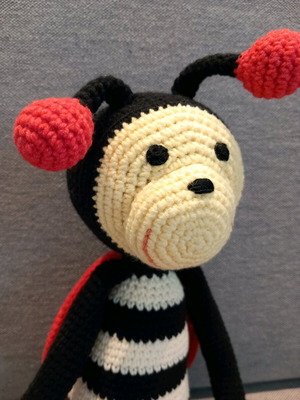 Handmade crocheted ladybug doll 40 cm new, cotton yarn