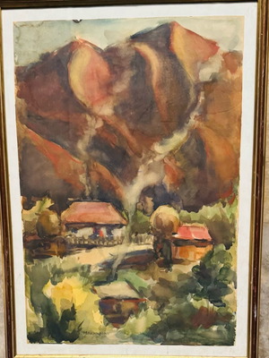 Πίνακας ζωγραφικής Ασαντουρ Μπαχαριαν ακουαρέλα σε χαρτί σαν καινούργιο 50x60