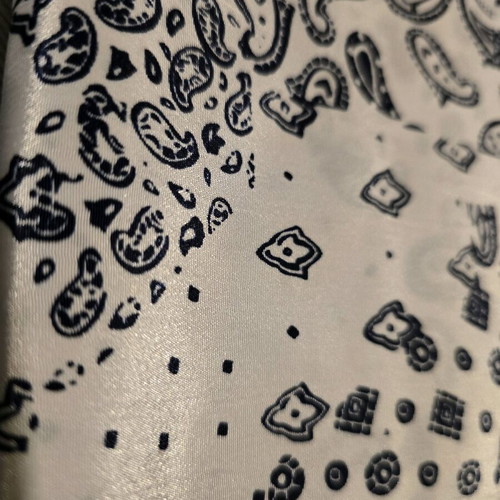 Sewing fabric new, black and white remnant, slightly shiny
