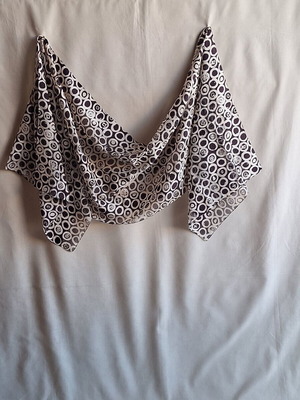 Vintage geometric scarf dark aubergine and ecru like new