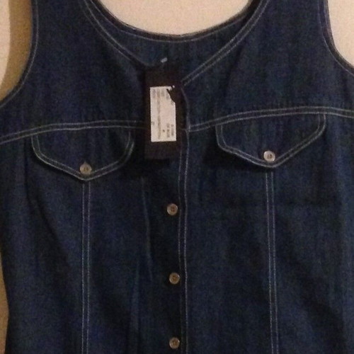 Maxi Denim Dress Alyzia Collection 100% Cotton M New Blue