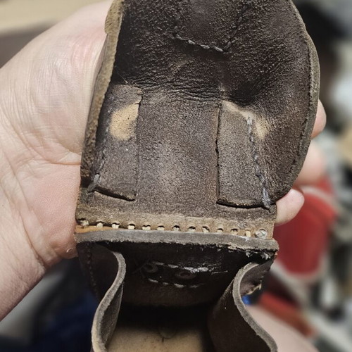 Vintage leather military equipment pouch used