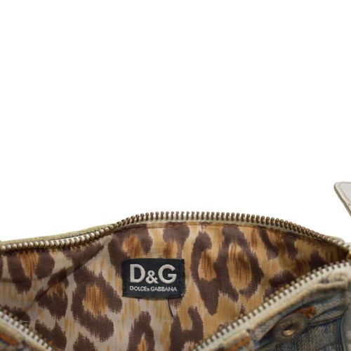 Dolce & Gabbana vintage denim shoulder bag with leopard lining used