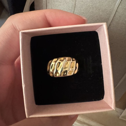 Pandora Rippled Statement Ring 14k Gold Plated Size 52 Like New
