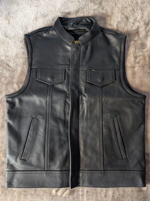 LEATHERICK μαύρο δερμάτινο γιλέκο μηχανής, μέγεθος M 50