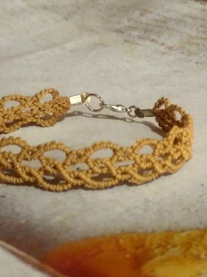 KASTANIET bracelet handmade with artificial macrame brown, new