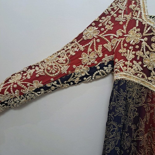 Handmade embroidered dress used, blue, size L