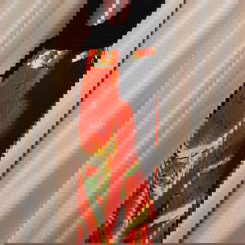 Φόρεμα ασύμμετρο Desigual αφόρετο, μέγεθος M-L, μαύρο και κόκκινο