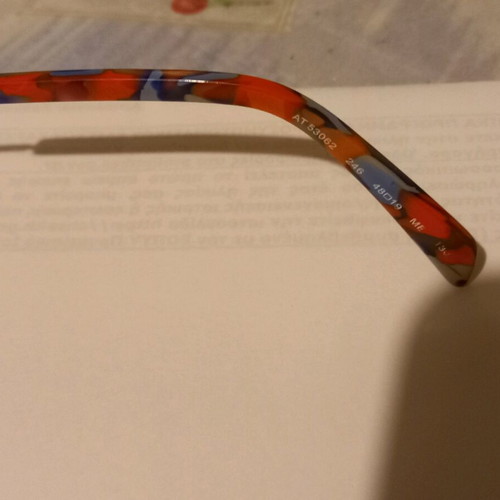 Prada blue eyeglass frame used with -3 diopter lenses