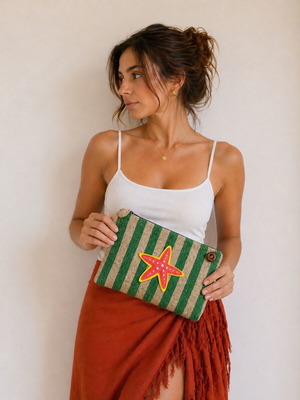 Summer wrist bag like new with starfish multicolor