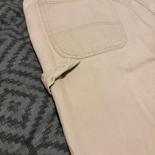 Dickies Carpenter pants used, beige W34, vintage patched workwear