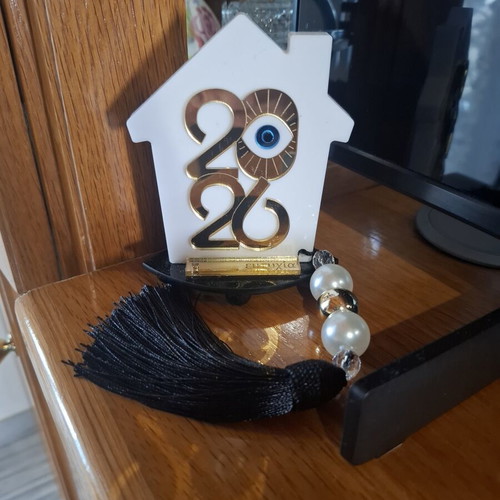 Tabletop gouri 2026 house with mirror, eye and black tassel 11cm new