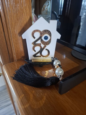Tabletop gouri 2026 house with mirror, eye and black tassel 11cm new