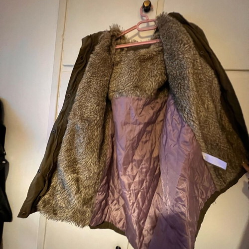Aeropostale parka jacket khaki with fur, size XL like new