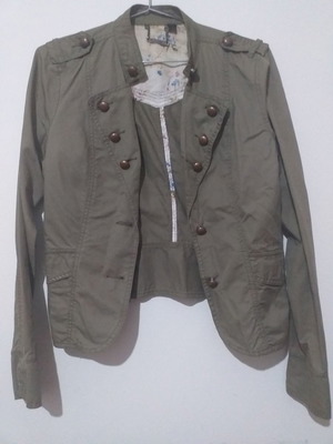 Army jacket used, modern with collar, green, size XS