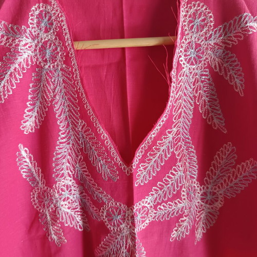 Kaftan beach dress fuchsia with embroidery, new, size M