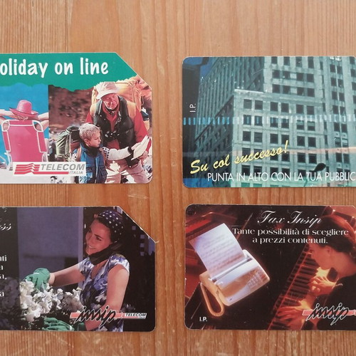 Italian phone cards used, pack of 4 from the '90s