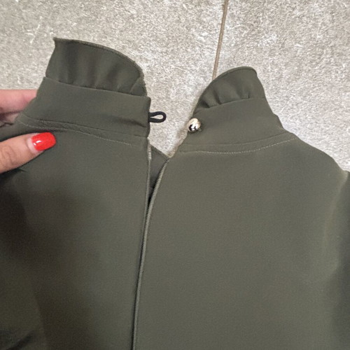 Khaki dress with ruffles like new, size S