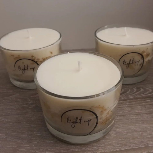 Soy candle white with gold leaves 200ml new