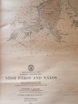 Nautical map Paros with Naxos used