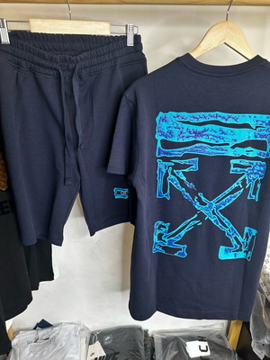 Off White men's shorts and t-shirt set new, blue, size S