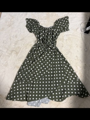 Μίντι πουά φόρεμα καινούργιο, one size, πολύχρωμο πράσινο