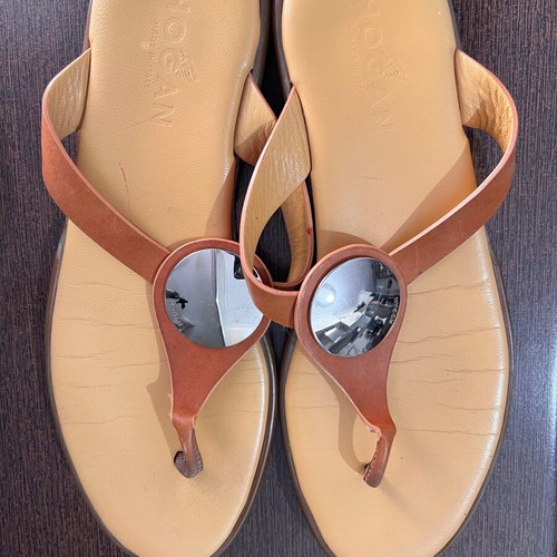 Hogan leather sandals used, beige and brown, size 39