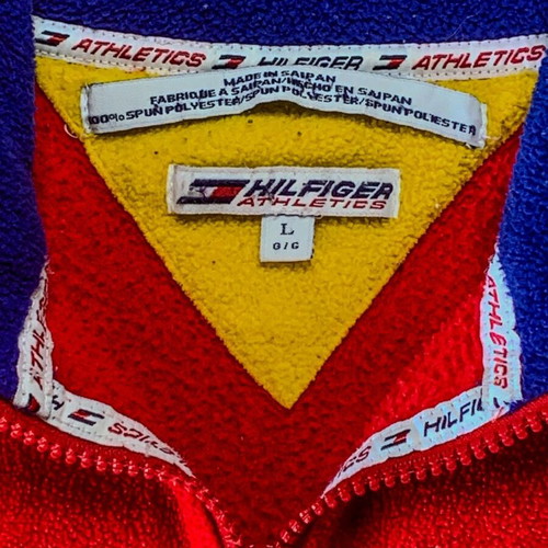 Tommy Hilfiger Athletics vintage fleece quarter zip, red and blue, size L