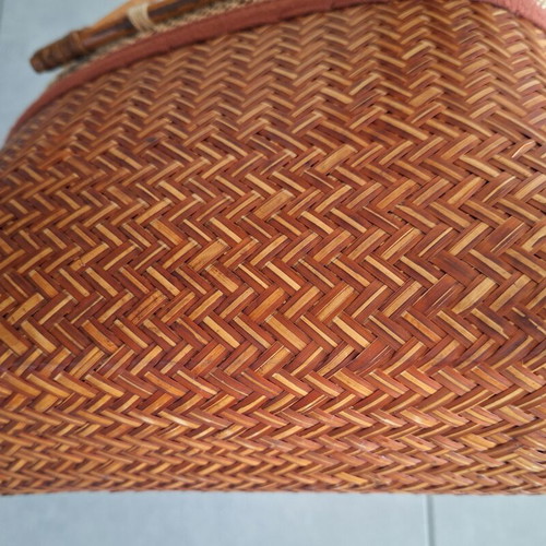 Small handbag made of bamboo with fabric lining like new