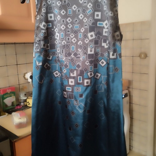 Dress 70s style satin, like new, black and blue, Bershka, size M