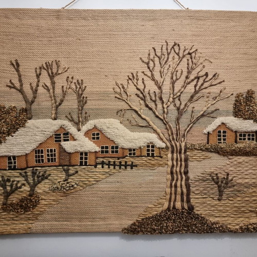 Handicraft woven wall hanging like new (band) 100×75 cm